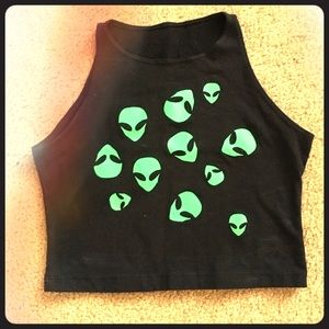 Glow in the dark alien crop top